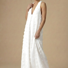 Women's Floral Appliqué Maxi Dress | Elegant Halter Backless Summer Gown 4