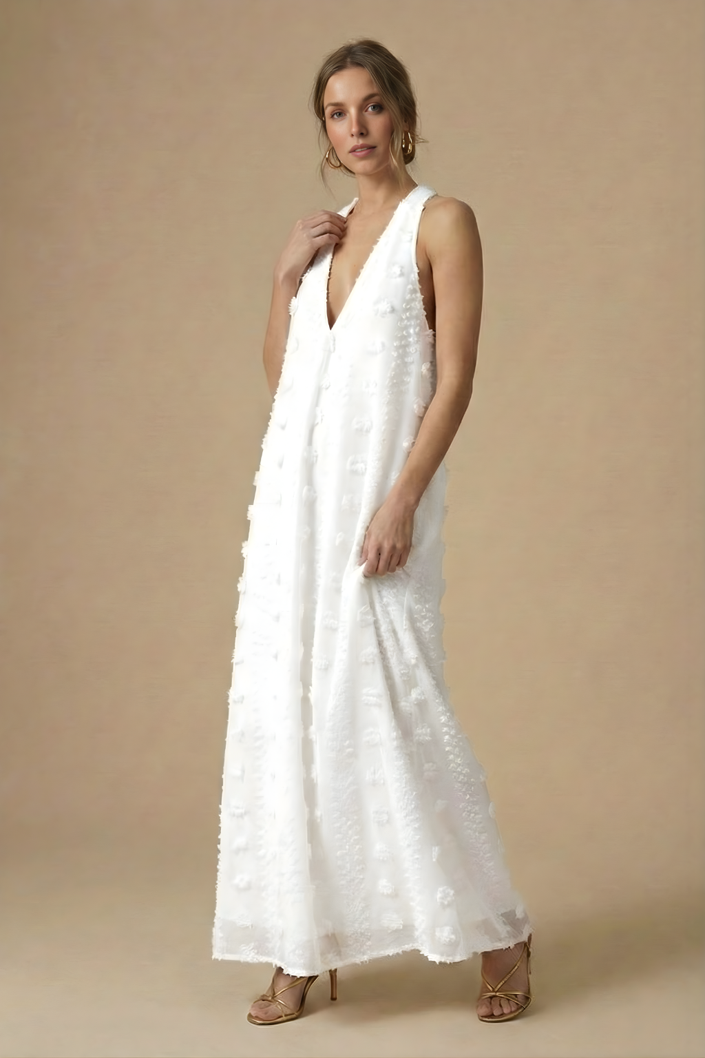 Women's Floral Appliqué Maxi Dress | Elegant Halter Backless Summer Gown 4
