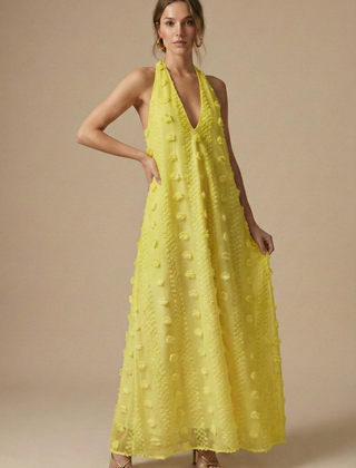 Women's Floral Appliqué Maxi Dress | Elegant Halter Backless Summer Gown 5