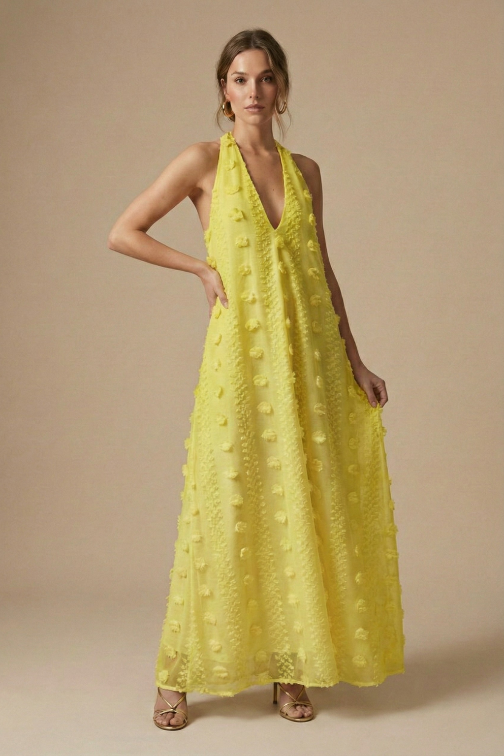 Women's Floral Appliqué Maxi Dress