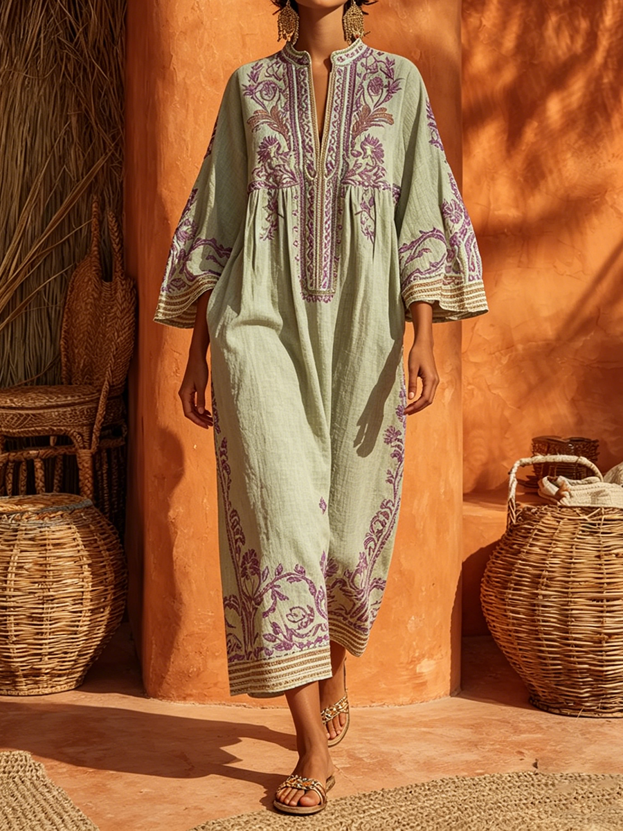 Women's Floral Embroidered Maxi Dress | Elegant Boho Summer Dress 1