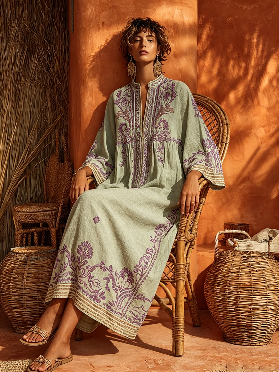 Women's Floral Embroidered Maxi Dress | Elegant Boho Summer Dress 3