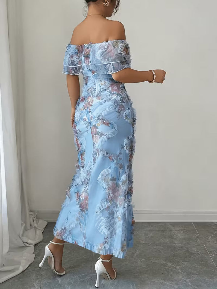 Women's Floral Embroidered Maxi Dress | Elegant Off-Shoulder Summer Gown 1