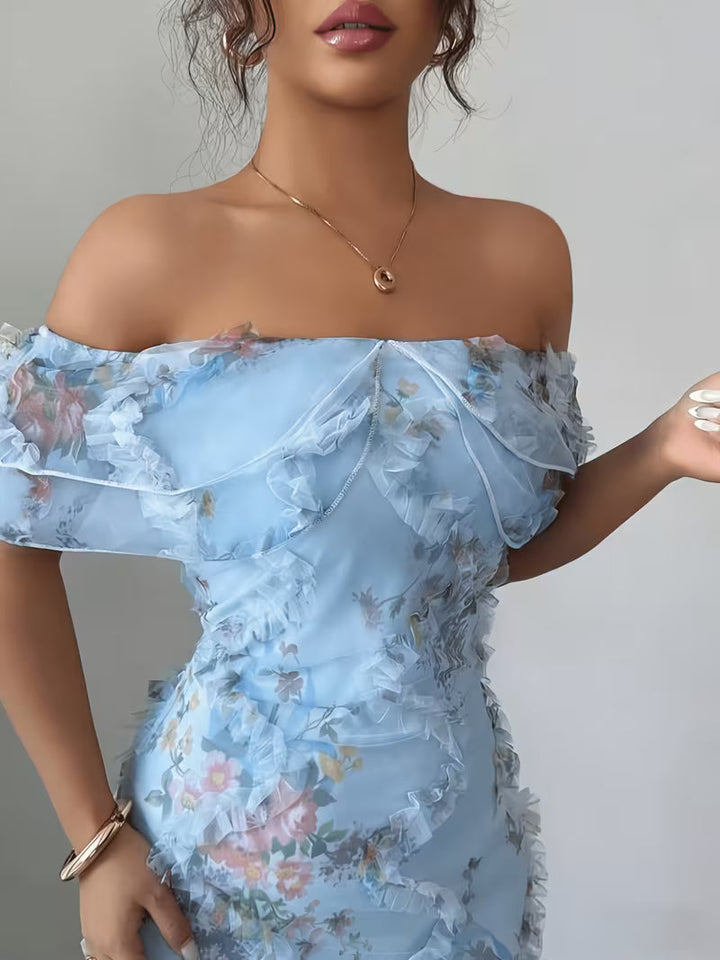 Women's Floral Embroidered Maxi Dress | Elegant Off-Shoulder Summer Gown 2