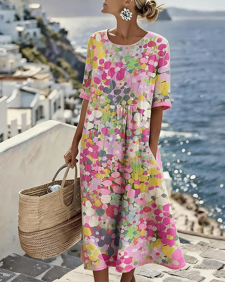 Women's Floral Midi Dress | Lightweight Elegant Summer Dress 0