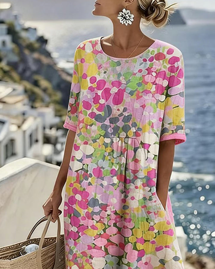 Women's Floral Midi Dress | Lightweight Elegant Summer Dress 1