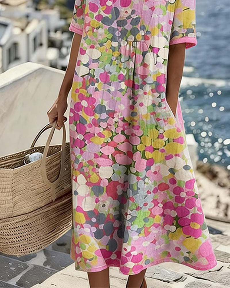 Women's Floral Midi Dress | Lightweight Elegant Summer Dress 2