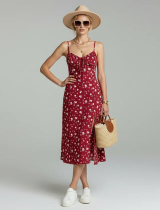 Women's Floral Print Midi Dress | Elegant Lightweight Summer Dress 0