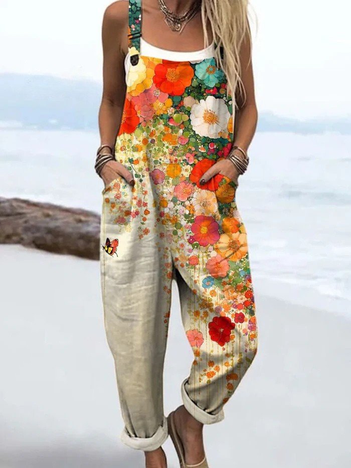 Women's Floral Print Wide Leg Jumpsuit | Stylish Summer Outfit for Effortless Elegance 0