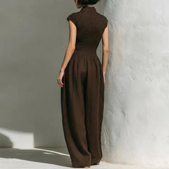 Women's Flowy Wide Leg Jumpsuit | Elegant Sleeveless Summer Outfit with Pockets 5