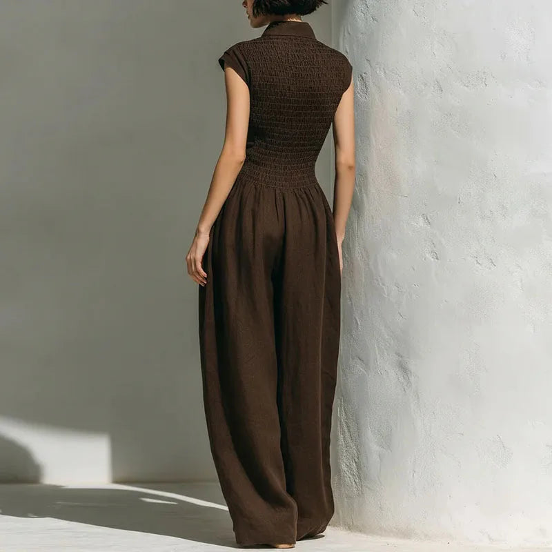 Women's Flowy Wide Leg Jumpsuit | Elegant Sleeveless Summer Outfit with Pockets 5