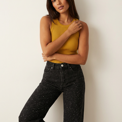Women's Glitter High-Waist Straight Jeans | Elegant Timeless Denim 4