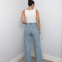 Women's Glitter High-Waist Straight Jeans | Elegant Timeless Denim 7