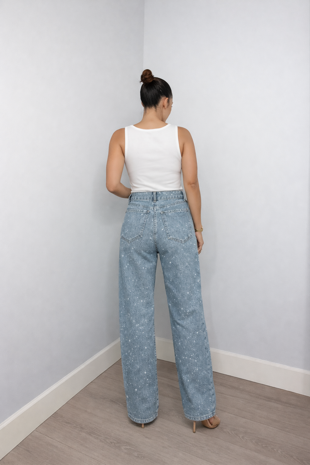 Women's Glitter High-Waist Straight Jeans | Elegant Timeless Denim 7