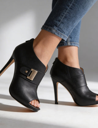 Women's Gold Open Toe Stiletto Heels | Elegant Buckle Strap Design 4