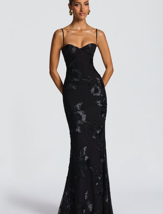 Women's Lace Maxi Dress | Elegant Figure-Hugging Flared Evening Gown 0