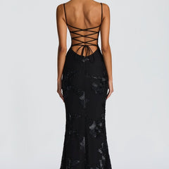 Women's Lace Maxi Dress | Elegant Figure-Hugging Flared Evening Gown 1