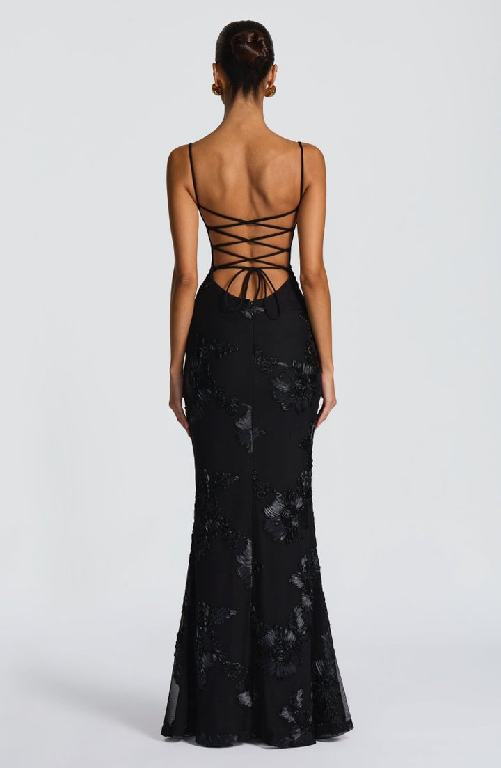Women's Lace Maxi Dress | Elegant Figure-Hugging Flared Evening Gown 1