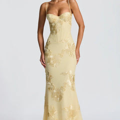 Women's Lace Maxi Dress | Elegant Figure-Hugging Flared Evening Gown 10