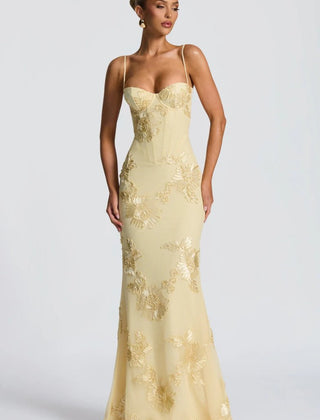 Women's Lace Maxi Dress | Elegant Figure-Hugging Flared Evening Gown 10