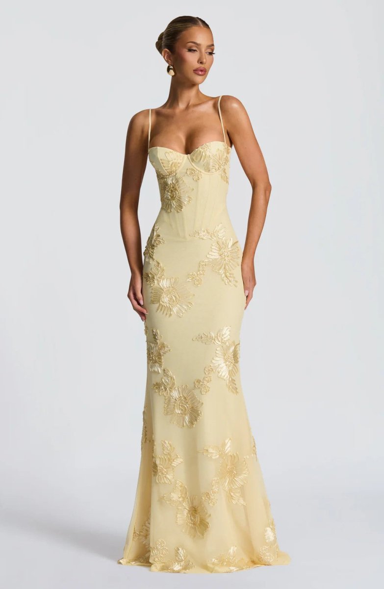 Women's Lace Maxi Dress | Elegant Figure-Hugging Flared Evening Gown 10