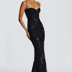 Women's Lace Maxi Dress | Elegant Figure-Hugging Flared Evening Gown 2