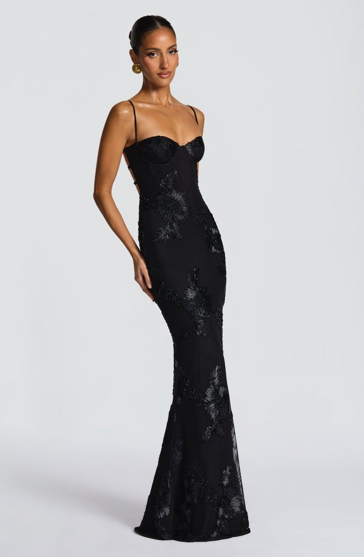 Women's Lace Maxi Dress | Elegant Figure-Hugging Flared Evening Gown 2
