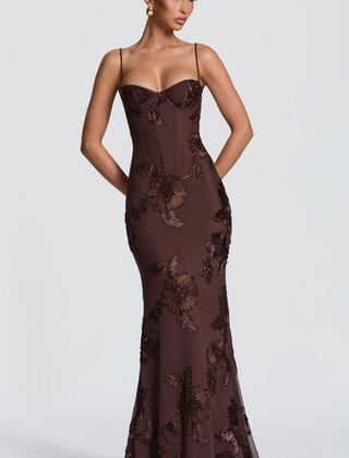 Women's Lace Maxi Dress | Elegant Figure-Hugging Flared Evening Gown 3