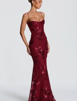 Women's Lace Maxi Dress | Elegant Figure-Hugging Flared Evening Gown 5