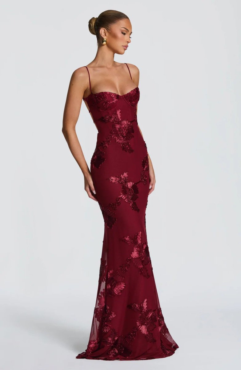 Women's Lace Maxi Dress | Elegant Figure-Hugging Flared Evening Gown 5