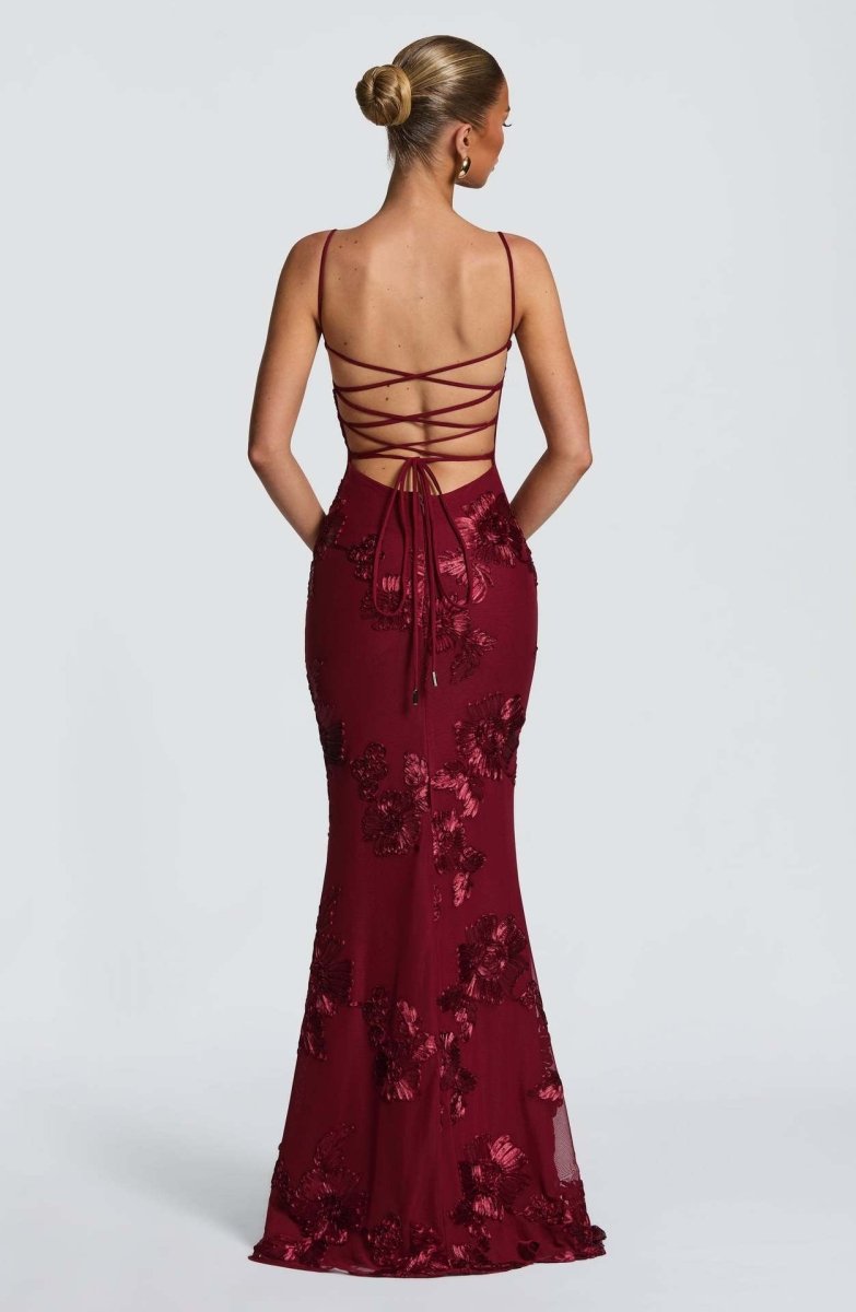 Women's Lace Maxi Dress | Elegant Figure-Hugging Flared Evening Gown 6