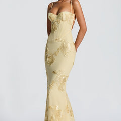 Women's Lace Maxi Dress | Elegant Figure-Hugging Flared Evening Gown 7