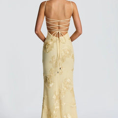 Women's Lace Maxi Dress | Elegant Figure-Hugging Flared Evening Gown 8
