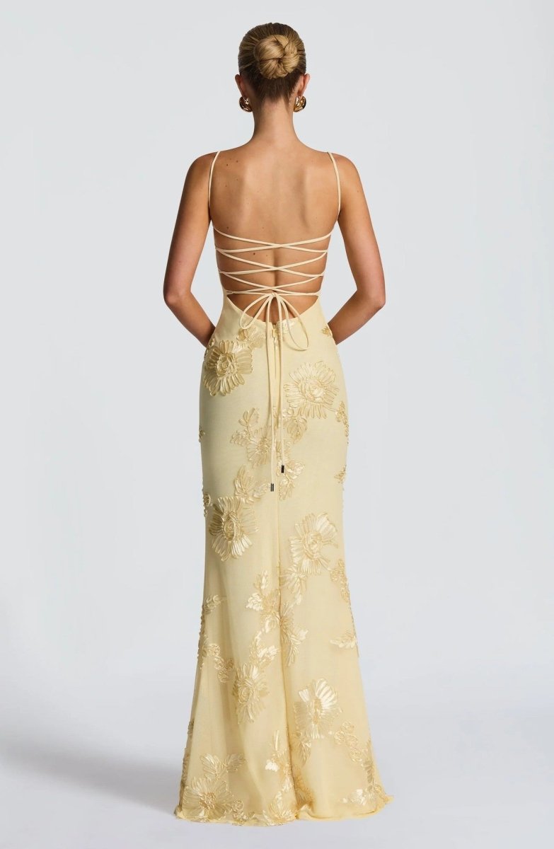 Women's Lace Maxi Dress | Elegant Figure-Hugging Flared Evening Gown 8