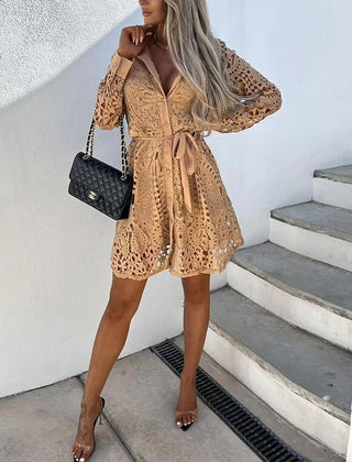 Women's Lace Mini Dress | Elegant Button-Front Summer Cocktail Dress 2