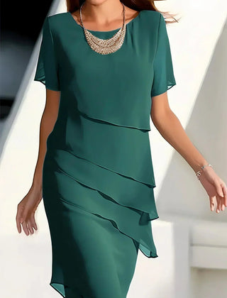 Women's Layered Chiffon Midi Dress | Elegant Summer Cocktail Dress 2
