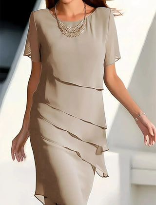Women's Layered Chiffon Midi Dress | Elegant Summer Cocktail Dress 3