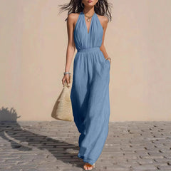 Women's Lightweight Airy Fabric Jumpsuit | Elegant Relaxed Wide-Leg Summer Outfit 1