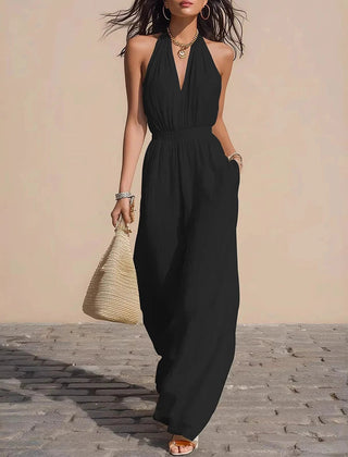Women's Lightweight Airy Fabric Jumpsuit | Elegant Relaxed Wide-Leg Summer Outfit 2