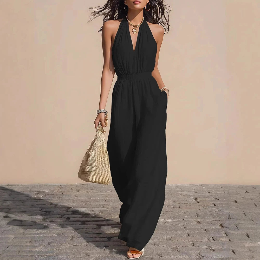 Women's Lightweight Airy Fabric Jumpsuit | Elegant Relaxed Wide-Leg Summer Outfit 2