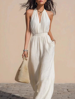 Women's Lightweight Airy Fabric Jumpsuit | Elegant Relaxed Wide-Leg Summer Outfit 3
