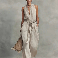 Women's Lightweight Airy Fabric Jumpsuit | Relaxed Wide Leg Summer Outfit 0