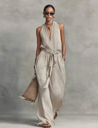 Women's Lightweight Airy Fabric Jumpsuit | Relaxed Wide Leg Summer Outfit 0