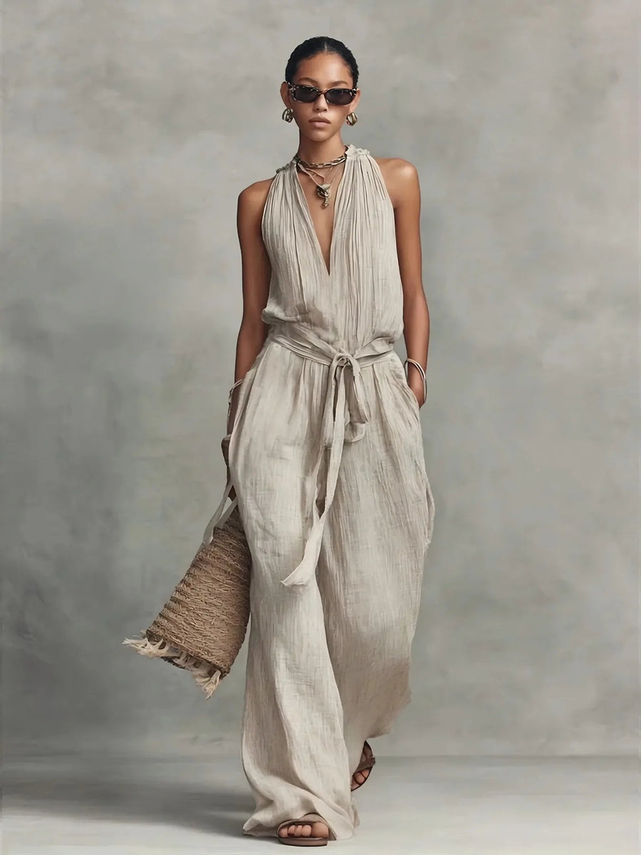 Women's Lightweight Airy Fabric Jumpsuit | Relaxed Wide Leg Summer Outfit 0