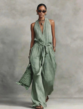 Women's Lightweight Airy Fabric Jumpsuit | Relaxed Wide Leg Summer Outfit 1