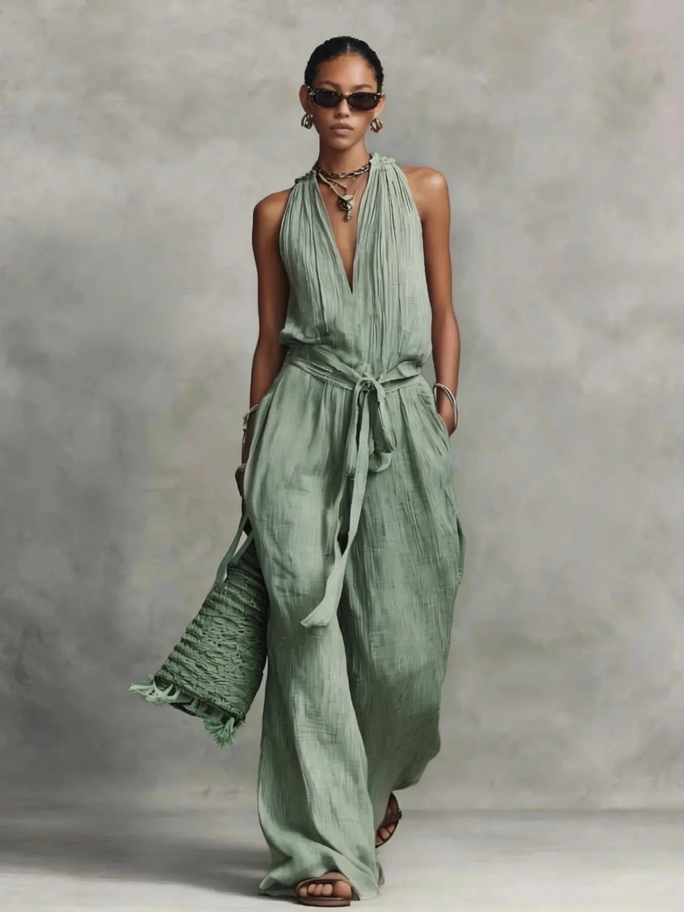 Women's Lightweight Airy Fabric Jumpsuit | Relaxed Wide Leg Summer Outfit 1
