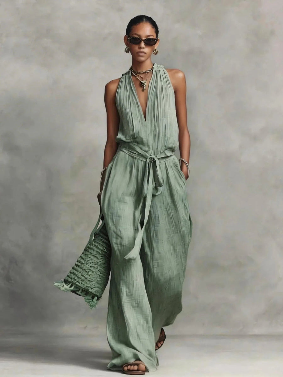 Women's Lightweight Airy Fabric Jumpsuit | Relaxed Wide Leg Summer Outfit 1