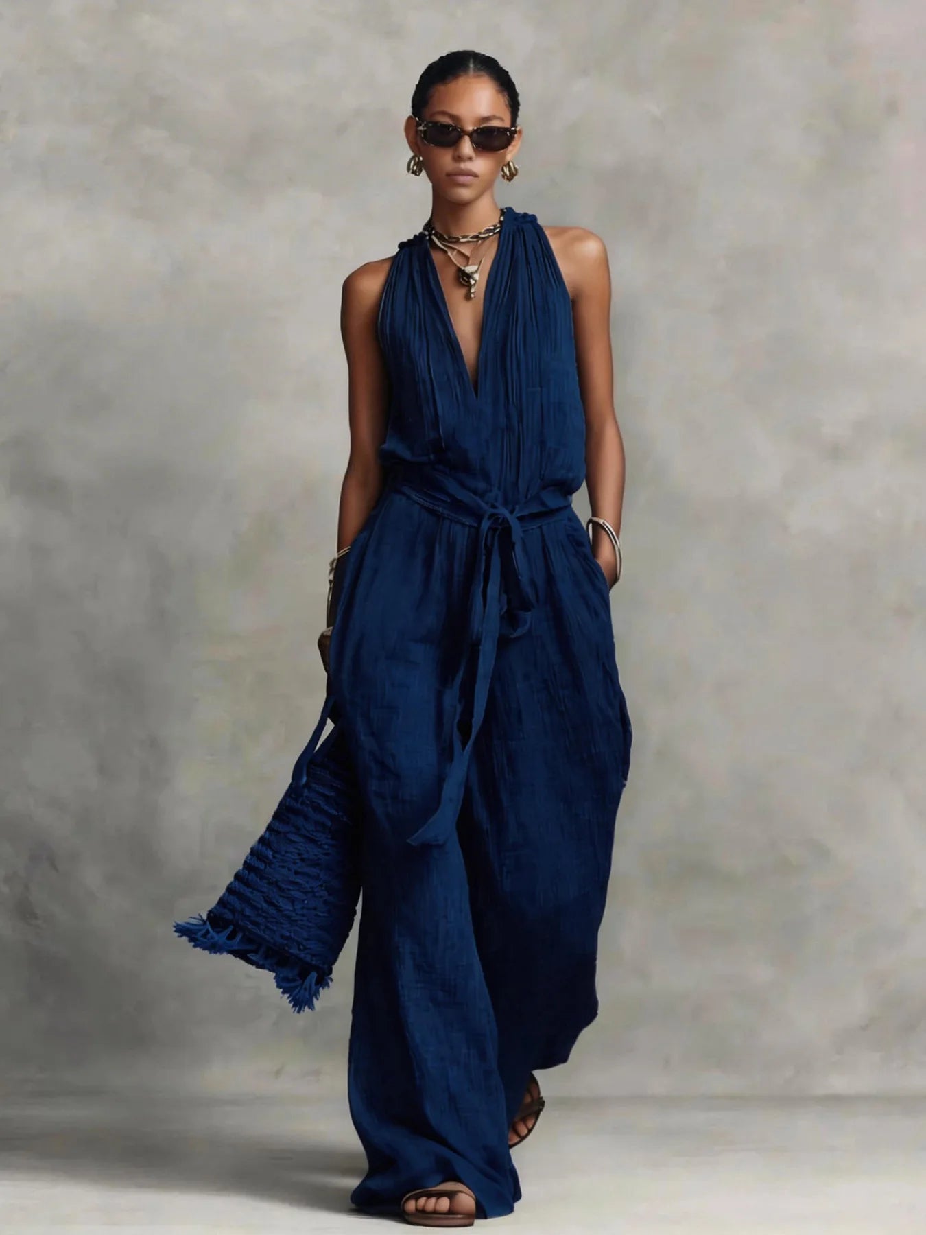 Women's Lightweight Airy Fabric Jumpsuit | Relaxed Wide Leg Summer Outfit 2