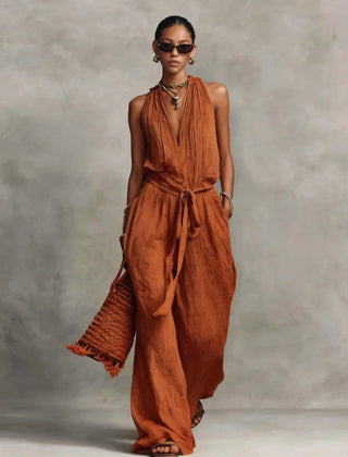 Women's Lightweight Airy Fabric Jumpsuit | Relaxed Wide Leg Summer Outfit 3