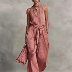 Women's Lightweight Airy Fabric Jumpsuit | Relaxed Wide Leg Summer Outfit 4